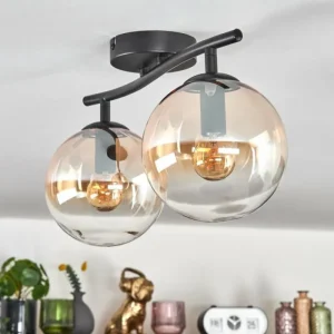hofstein Gastor Plafonnier, Boule lumineuse Ambre, Clair, 2 lumières* Lampes En Verre