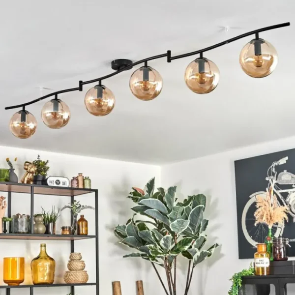 hofstein Gastor Plafonnier, Boule lumineuse Ambre, 6 lumières* Lampes En Verre