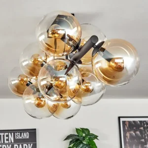 hofstein Gastor Plafonnier, Boule lumineuse Ambre, Clair, 10 lumières* Lampes En Verre