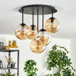 hofstein Gastor Plafonnier, Boule lumineuse 45 cm Ambre, 5 lumières* Lampes En Verre