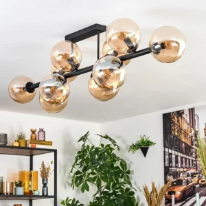 hofstein Gastor Plafonnier, Boule lumineuse Ambre, 10 lumières* Lampes En Verre