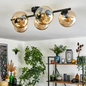hofstein Gastor Plafonnier, Boule lumineuse Ambre, 5 lumières* Lampes En Verre