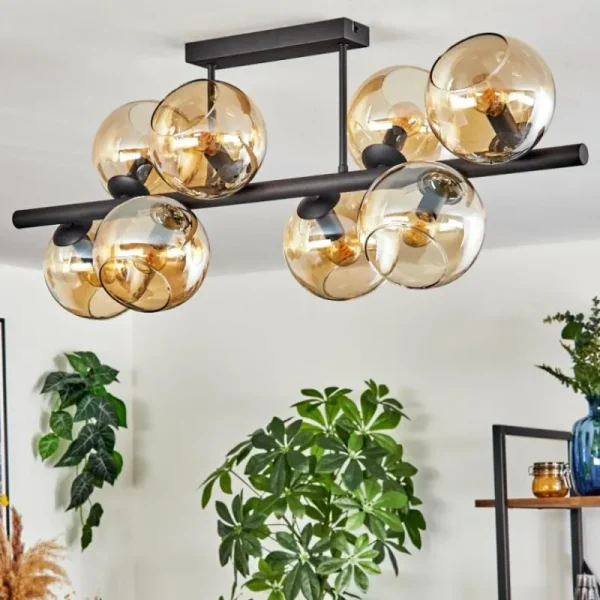hofstein Gastor Plafonnier, Boule lumineuse Ambre, 8 lumières* Lampes En Verre