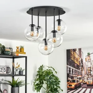 hofstein Gastor Plafonnier, Boule lumineuse 45 cm Clair, 5 lumières* Lampes En Verre