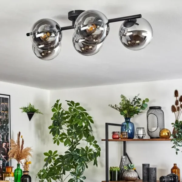 hofstein Gastor Plafonnier, Boule lumineuse Chrome, Clair, Fumé, 5 lumières* Lampes Modernes