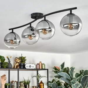 hofstein Gastor Plafonnier, Boule lumineuse Clair, Fumé, 4 lumières* Lampes Modernes