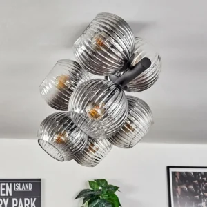 hofstein Gastor Plafonnier, Boule lumineuse Clair, Fumé, 8 lumières* Lampes Modernes