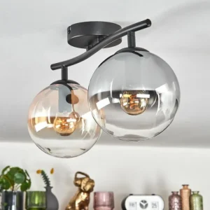 hofstein Gastor Plafonnier, Boule lumineuse Ambre, Clair, Fumé, 2 lumières* Lampes Modernes