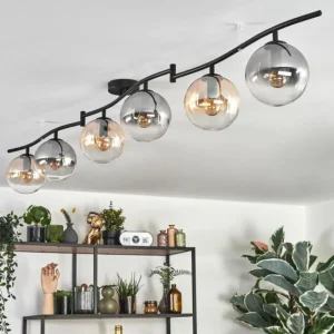 hofstein Gastor Plafonnier, Boule lumineuse Ambre, Clair, Fumé, 6 lumières* Lampes Modernes