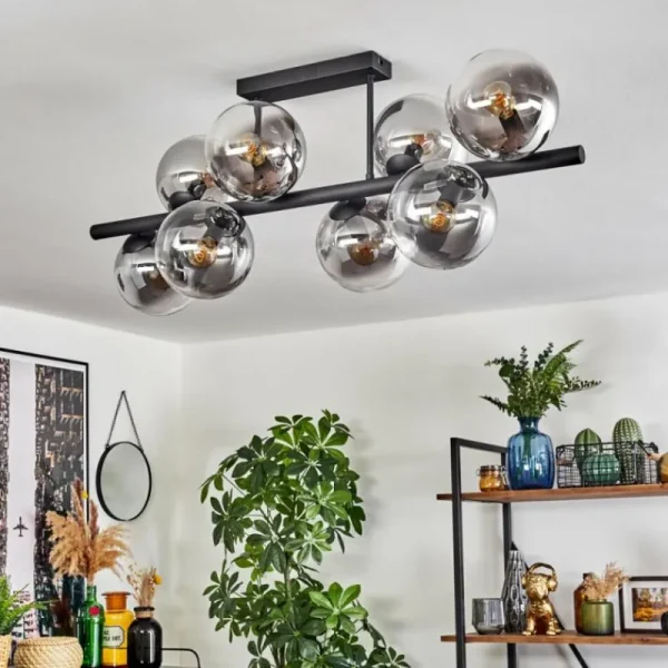 hofstein Gastor Plafonnier, Boule lumineuse Clair, Fumé, 8 lumières* Lampes Modernes