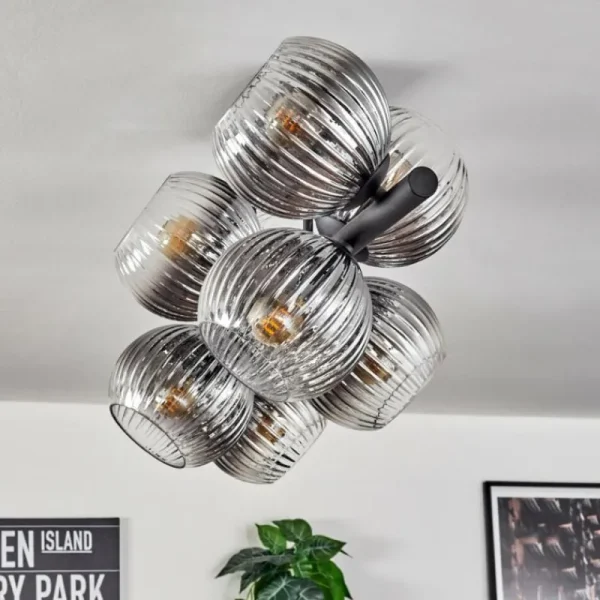 hofstein Gastor Plafonnier, Boule lumineuse Clair, Fumé, 8 lumières* Lampes Modernes