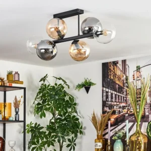 hofstein Gastor Plafonnier, Boule lumineuse Ambre, Clair, Fumé, 6 lumières* Lampes Modernes
