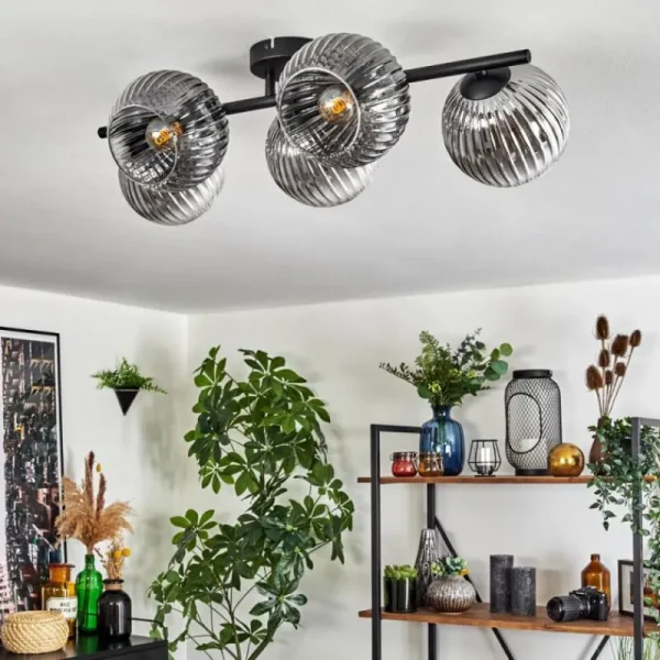 hofstein Gastor Plafonnier, Boule lumineuse Clair, Fumé, 5 lumières* Lampes Modernes