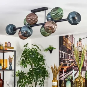 hofstein Gastor Plafonnier, Boule lumineuse Bleu, Vert, Cuivré, 10 lumières* Lampes Modernes