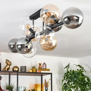 hofstein Gastor Plafonnier, Boule lumineuse Ambre, Clair, Fumé, 10 lumières* Lampes Modernes