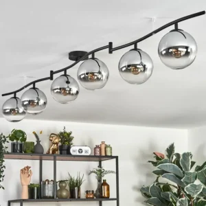 hofstein Gastor Plafonnier, Boule lumineuse Chrome, Clair, Fumé, 6 lumières* Lampes Modernes