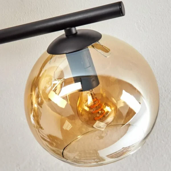 hofstein Gastor Plafonnier, Boule lumineuse Ambre, Chrome, Fumé, 5 lumières* Lampes Modernes