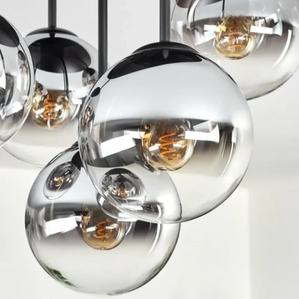 hofstein Gastor Plafonnier, Boule lumineuse 45 cm Chrome, Clair, Fumé, 5 lumières* Lampes Modernes