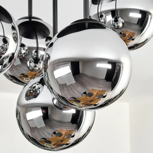 hofstein Gastor Plafonnier, Boule lumineuse 45 cm Chrome, Fumé, 5 lumières* Lampes Modernes