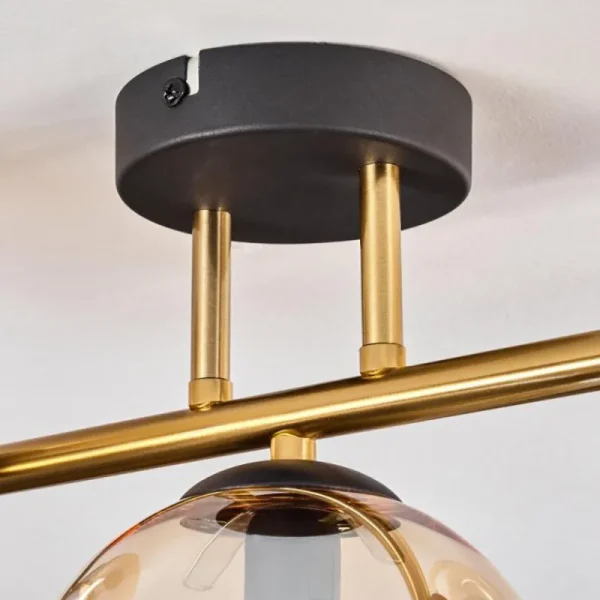 hofstein Gastor Plafonnier, Boule lumineuse 42 cm Or, Noir, 3 lumières* Lampes En Verre
