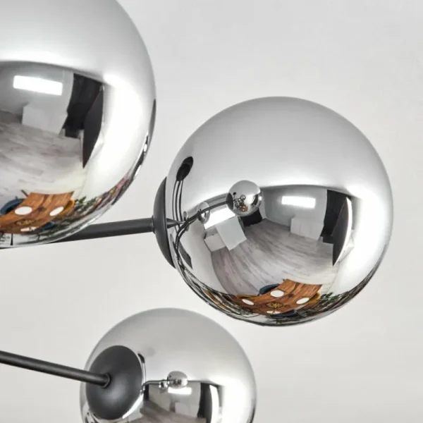 hofstein Gastor Plafonnier, Boule lumineuse 15 cm Chrome, Fumé, 6 lumières* Lampes Modernes