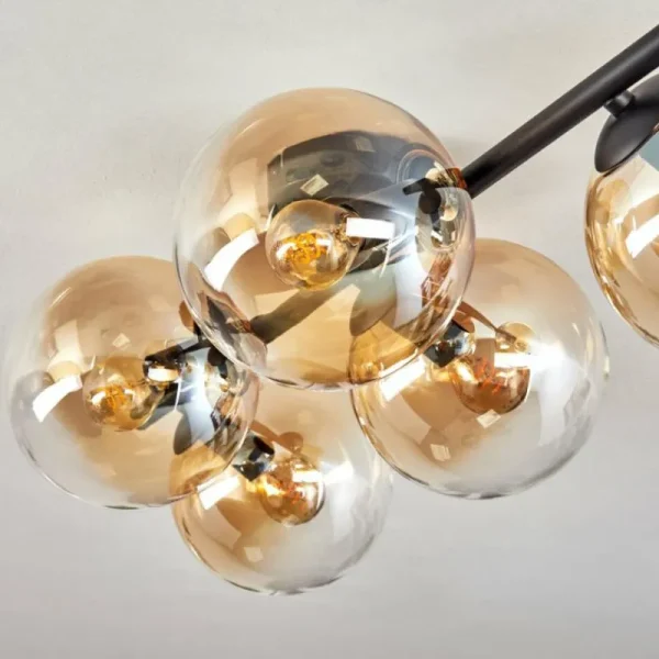 hofstein Gastor Plafonnier, Boule lumineuse Ambre, Clair, 5 lumières* Lampes En Verre
