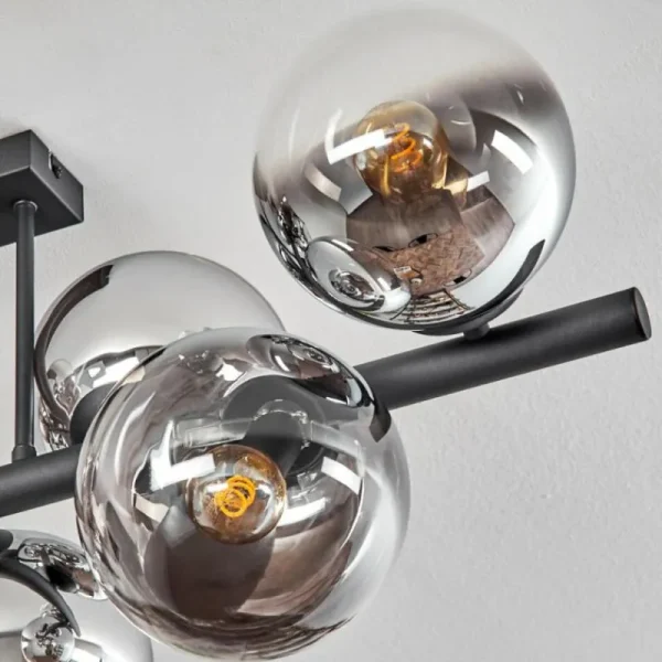 hofstein Gastor Plafonnier, Boule lumineuse Chrome, Clair, Fumé, 8 lumières* Lampes Modernes