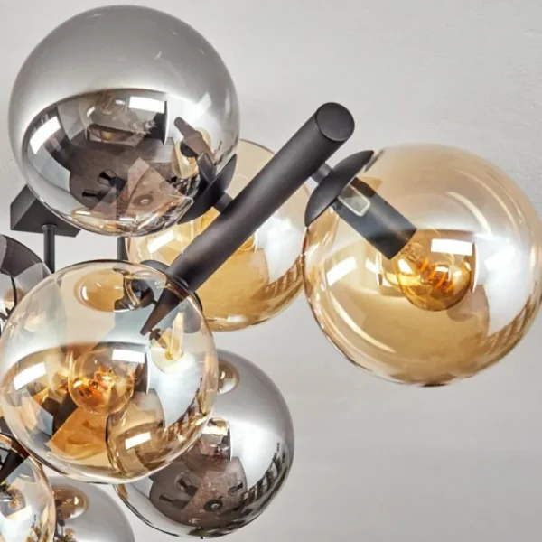 hofstein Gastor Plafonnier, Boule lumineuse Ambre, Fumé, 10 lumières* Lampes Modernes