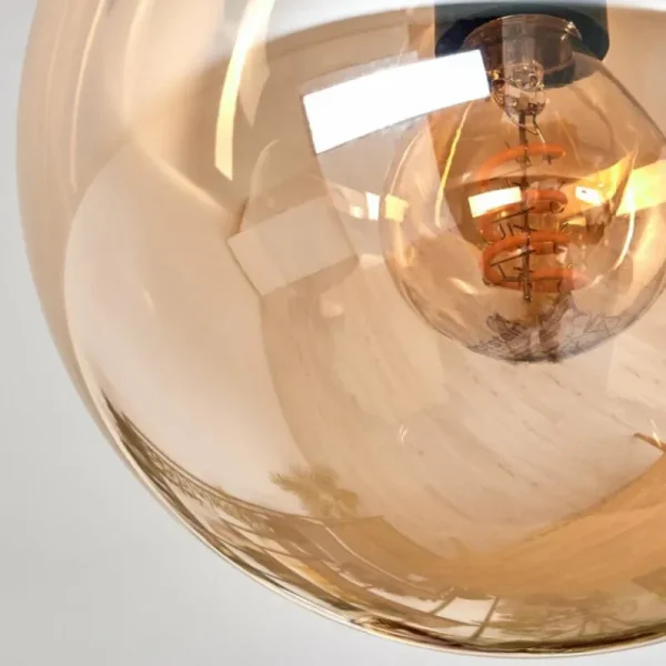 hofstein Gastor Plafonnier, Boule lumineuse Ambre, Fumé, 4 lumières* Lampes Modernes