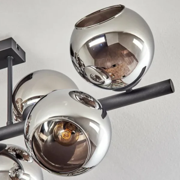 hofstein Gastor Plafonnier, Boule lumineuse Chrome, Fumé, 8 lumières* Lampes Modernes