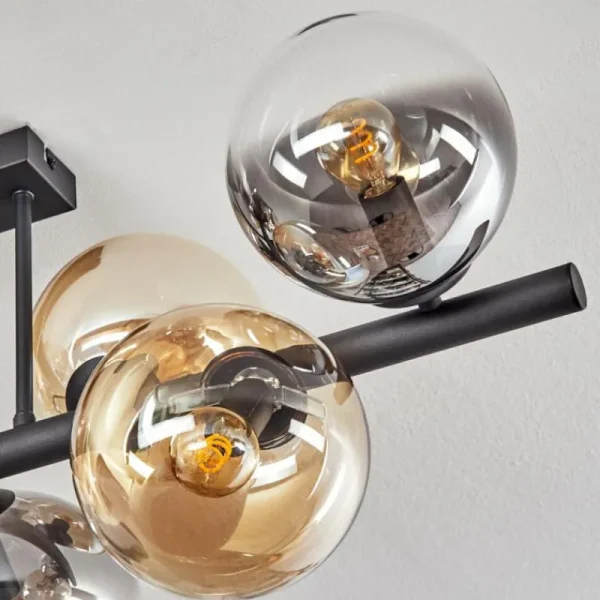 hofstein Gastor Plafonnier, Boule lumineuse Ambre, Clair, Fumé, 8 lumières* Lampes Modernes