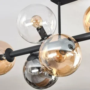 hofstein Gastor Plafonnier, Boule lumineuse Ambre, Clair, Fumé, 8 lumières* Lampes Modernes