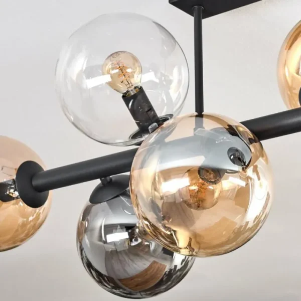 hofstein Gastor Plafonnier, Boule lumineuse Ambre, Clair, Fumé, 8 lumières* Lampes Modernes