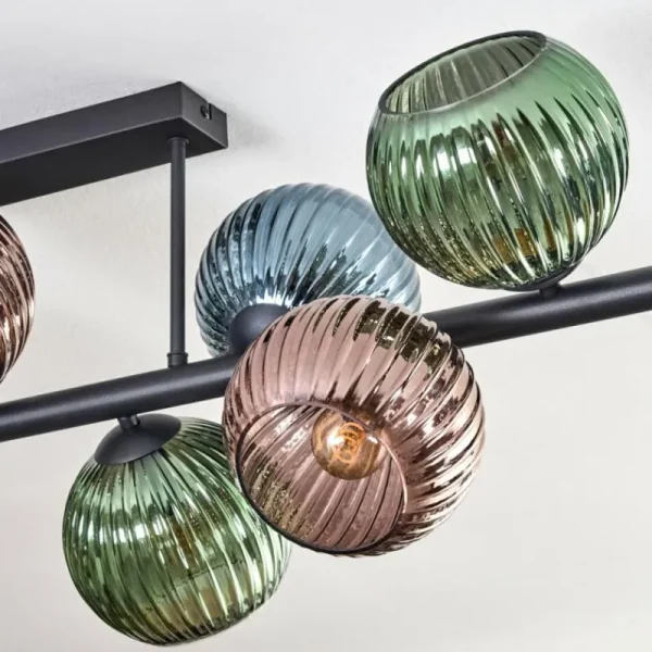 hofstein Gastor Plafonnier, Boule lumineuse Bleu, Vert, Cuivré, 10 lumières* Lampes Modernes