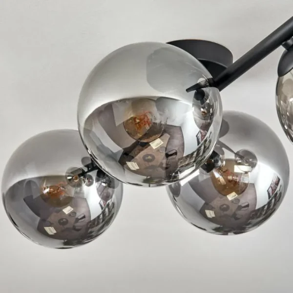 hofstein Gastor Plafonnier, Boule lumineuse Chrome, Fumé, 4 lumières* Lampes Modernes