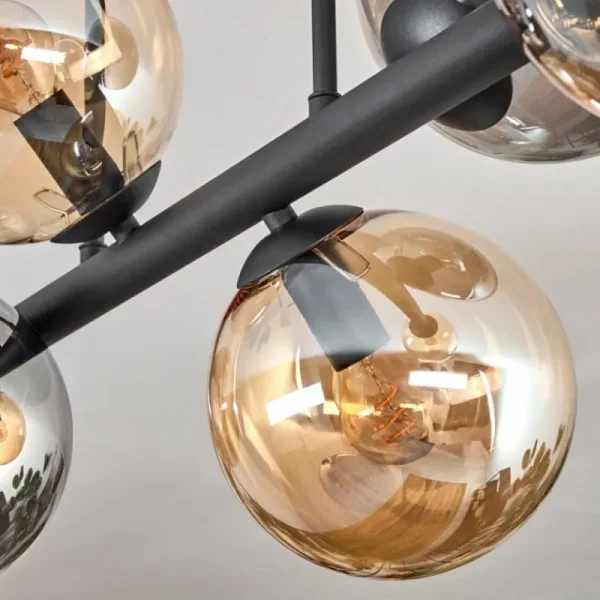 hofstein Gastor Plafonnier, Boule lumineuse Ambre, Fumé, 6 lumières* Lampes Modernes