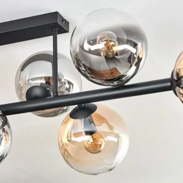 hofstein Gastor Plafonnier, Boule lumineuse Ambre, Clair, Fumé, 8 lumières* Lampes Modernes
