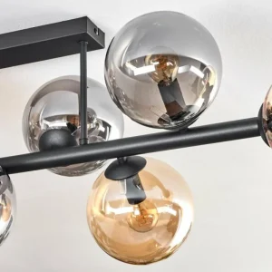 hofstein Gastor Plafonnier, Boule lumineuse Ambre, Fumé, 8 lumières* Lampes Modernes