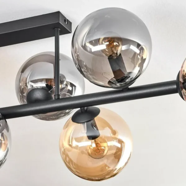 hofstein Gastor Plafonnier, Boule lumineuse Ambre, Fumé, 8 lumières* Lampes Modernes