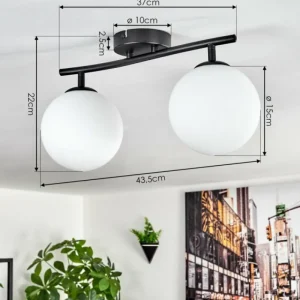 hofstein Gastor Plafonnier, Boule lumineuse Blanc, 2 lumières* Lampes En Verre