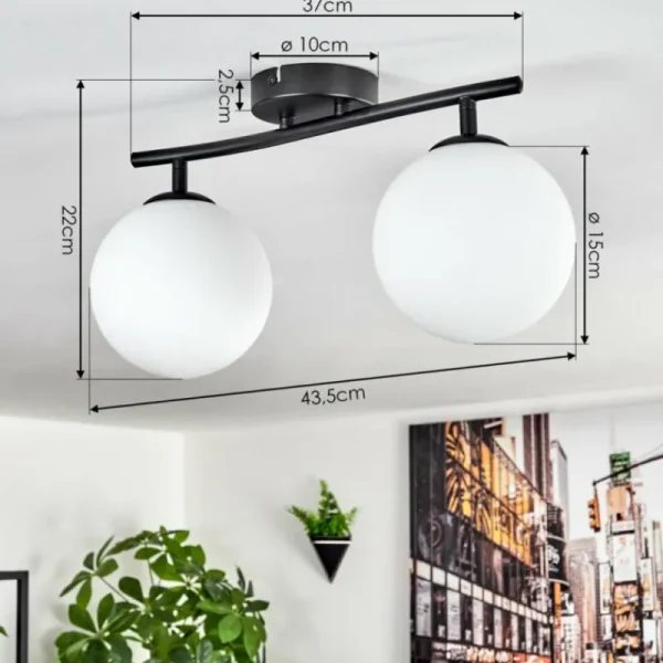 hofstein Gastor Plafonnier, Boule lumineuse Blanc, 2 lumières* Lampes En Verre