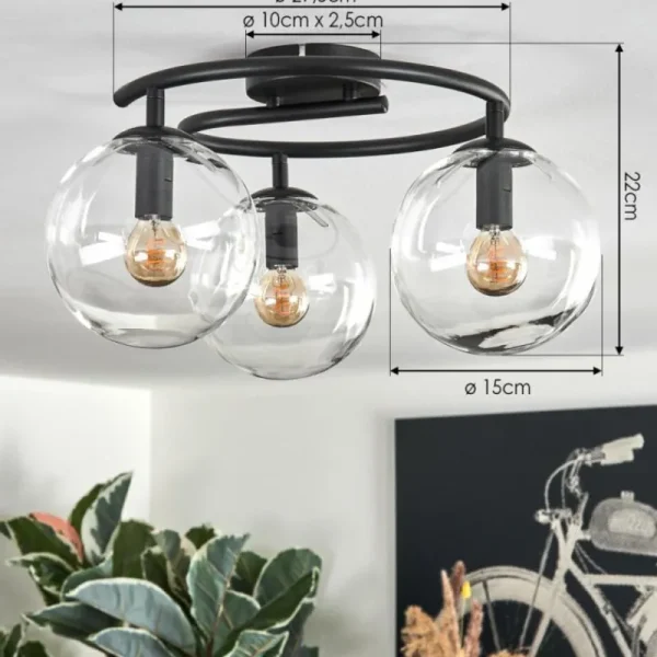 hofstein Gastor Plafonnier, Boule lumineuse Clair, 3 lumières* Lampes En Verre