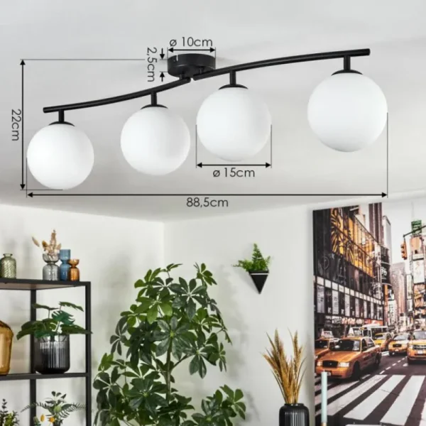 hofstein Gastor Plafonnier, Boule lumineuse Blanc, 4 lumières* Lampes En Verre