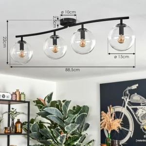 hofstein Gastor Plafonnier, Boule lumineuse Clair, 4 lumières* Lampes En Verre