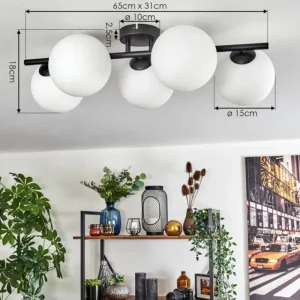 hofstein Gastor Plafonnier, Boule lumineuse Blanc, 5 lumières* Lampes En Verre