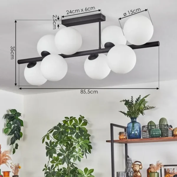 hofstein Gastor Plafonnier, Boule lumineuse Blanc, 8 lumières* Lampes En Verre