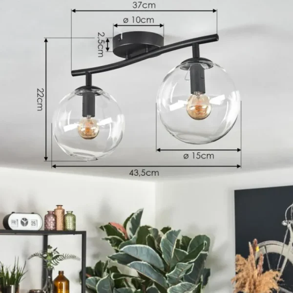 hofstein Gastor Plafonnier, Boule lumineuse Clair, 2 lumières* Lampes En Verre