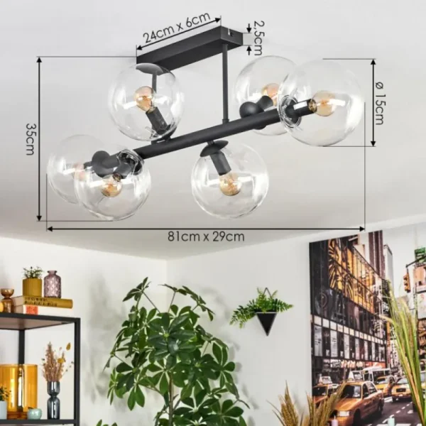 hofstein Gastor Plafonnier, Boule lumineuse Clair, 6 lumières* Lampes En Verre