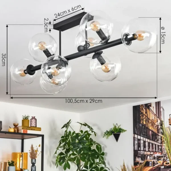 hofstein Gastor Plafonnier, Boule lumineuse Clair, 8 lumières* Lampes En Verre