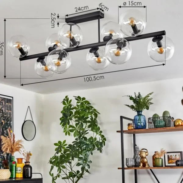 hofstein Gastor Plafonnier, Boule lumineuse Clair, 10 lumières* Lampes En Verre